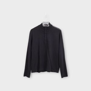 Hugo Boss Men Knit Sweater Snap Button Down Regular Fit Large Black Pullover